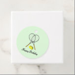 Birthday Tennis Green Sports Favor Tags<br><div class="desc">Two tennis rackets and tennis balls</div>