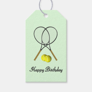 Birthday Tennis Green Sports Gift Tags