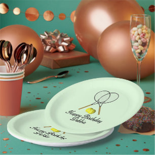 Birthday Tennis Green Sports Paper Plates