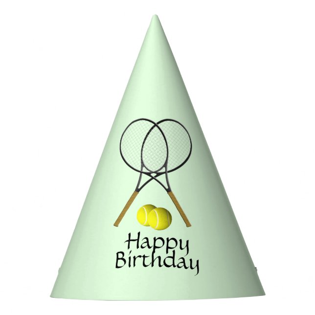 Birthday Tennis Green Sports Party Hat (Front)