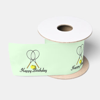 Birthday Tennis Green Sports Satin Ribbon