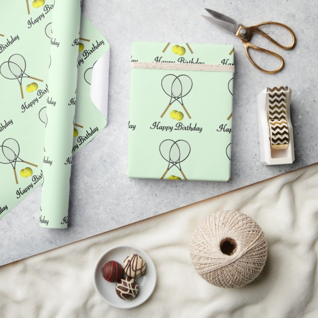Birthday Tennis Green Sports Wrapping Paper (Crafts)