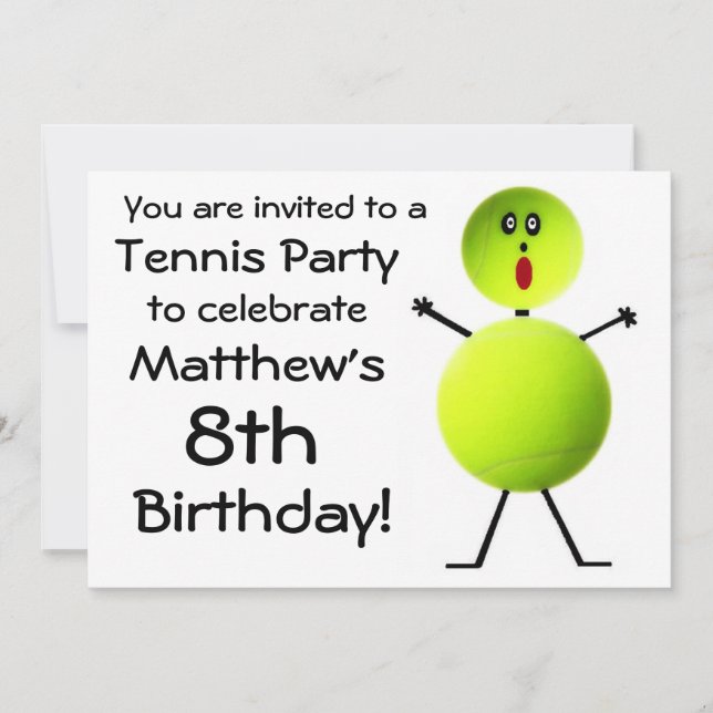 Birthday Tennis Party Invitation (Front)