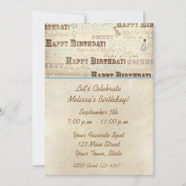 Birthday Text Invitation (Front)