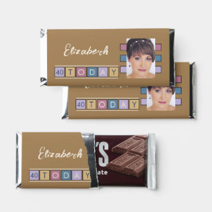 Birthday thank you add photo name brown hershey bar favors
