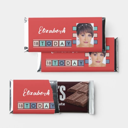 Birthday thank you add photo name red hershey bar favors