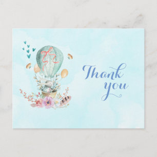Birthday Thank You Bunny Riding in a Balloon Postcard