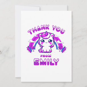 Birthday Thank You Card - Custom Girls Unicorn 