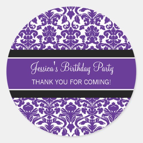 Birthday Thank You Custom Name Favor Tags Plum