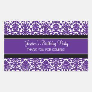 Birthday Thank You Custom Name Favor Tags Purple