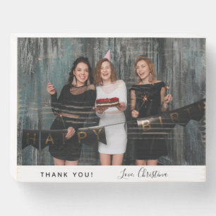 Birthday thank you custom photo text wooden box sign
