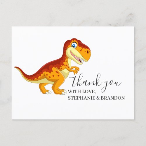 Birthday Thank You Dinosaur Gold   Postcard