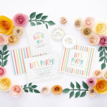 Birthday thank you favor gift<br><div class="desc">Colourful rainbow birthday favor thank you card. Ideal for a girl or boy,  adult or child. With its fun bright colorful design featuring stripes and polka dots this timeless classic is sure to look good at your party. Part of a co-odinating design.</div>