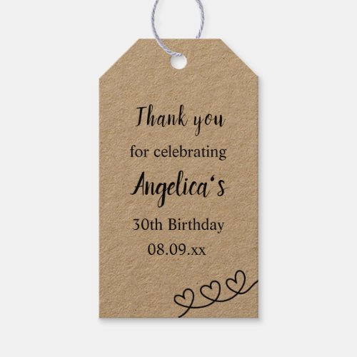 Birthday Thank You Favor Tags