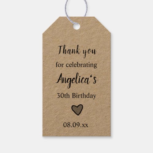 Birthday Thank You Favor Tags