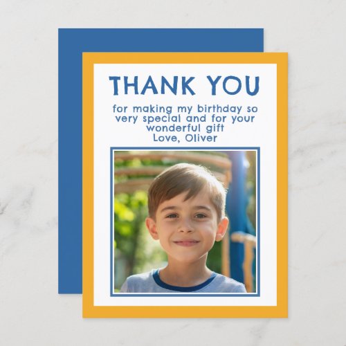 Birthday Thank you Kids Photo Card