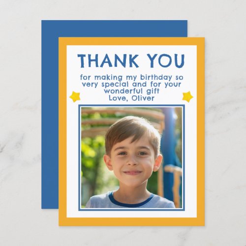 Birthday Thank you Kids Photo Card