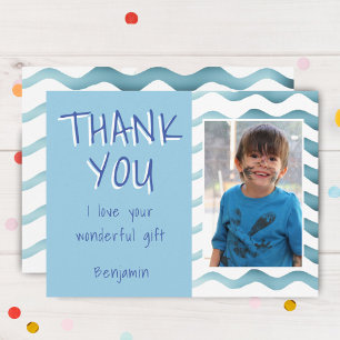 Birthday Thank you Kids Photo Postcard Blue Boys