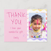 Birthday Thank you Kids Photo Postcard Pink Girl (Front)