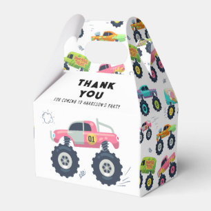 Birthday Thank You Modern Kids Monster Car Trucks Favor Boxes