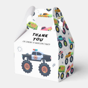 Birthday Thank You Modern Kids Monster Car Trucks Favor Boxes