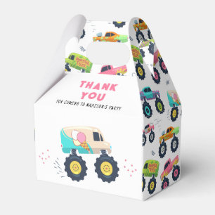 Birthday Thank You Modern Kids Monster Car Trucks Favor Boxes