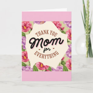 Birthday Thank You Mom Pink Floral Card