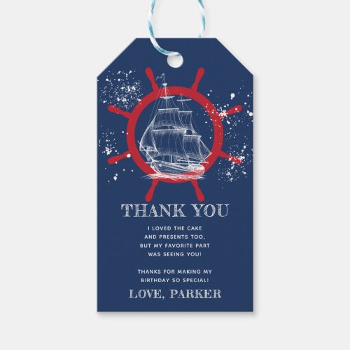 Birthday Thank you Nautical Blue Gift Tags