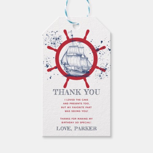 Birthday Thank you Nautical Gift Tags