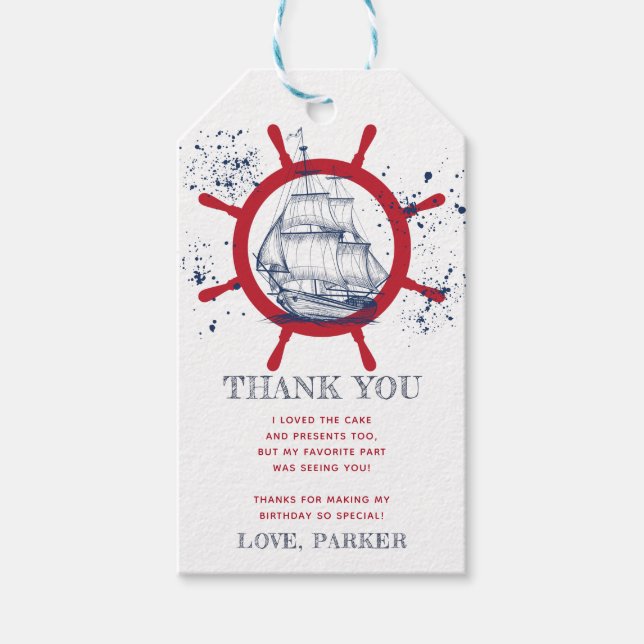 Birthday Thank you Nautical Gift Tags (Front)