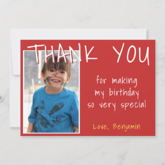 Birthday Thank you Photo card Boy