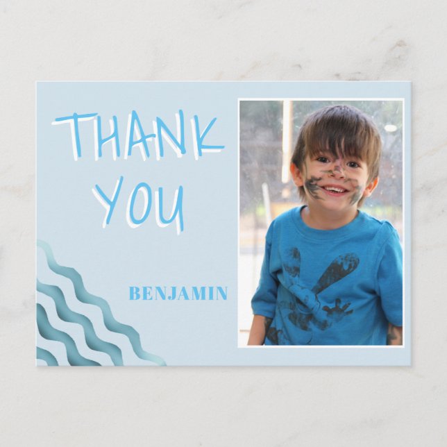 Birthday Thank you Photo card for Boys (Front)