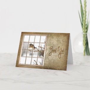 BIRTHDAY - THANK YOU - VINTAGE WINDOW - BIRD CARD