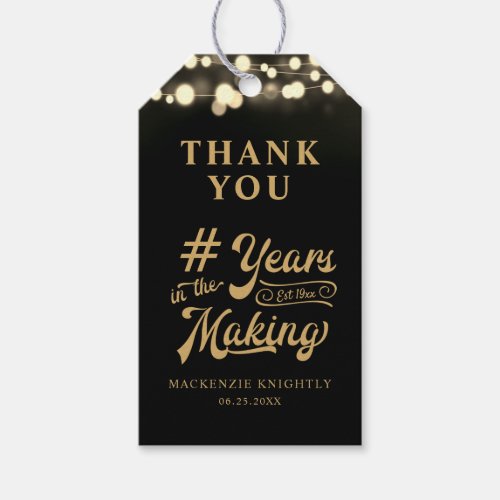Birthday Thank You Years in the Making Lights Gift Tags
