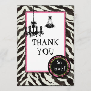 Birthday Thank You,  Zebra, Leopard 'n Chandelier Thank You Card