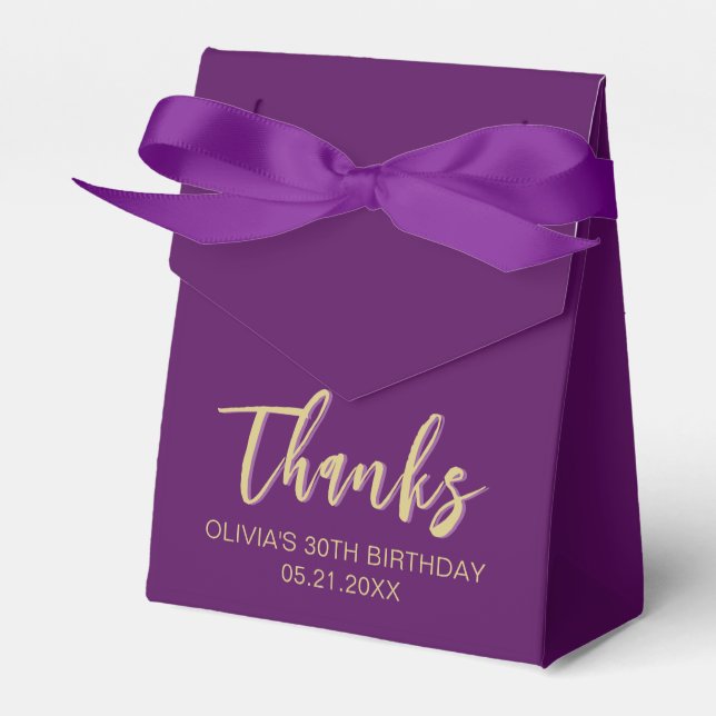 Birthday Thanks Simple Modern Purple Favor Boxes (Front Side)