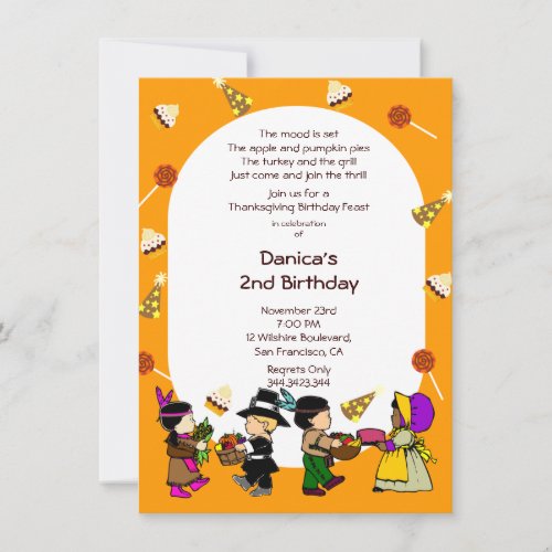 Birthday Thanksgiving Childrens Party Invitation