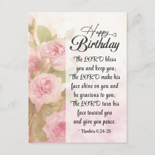 Birthday The Lord Bless You Bible Verse Postcard