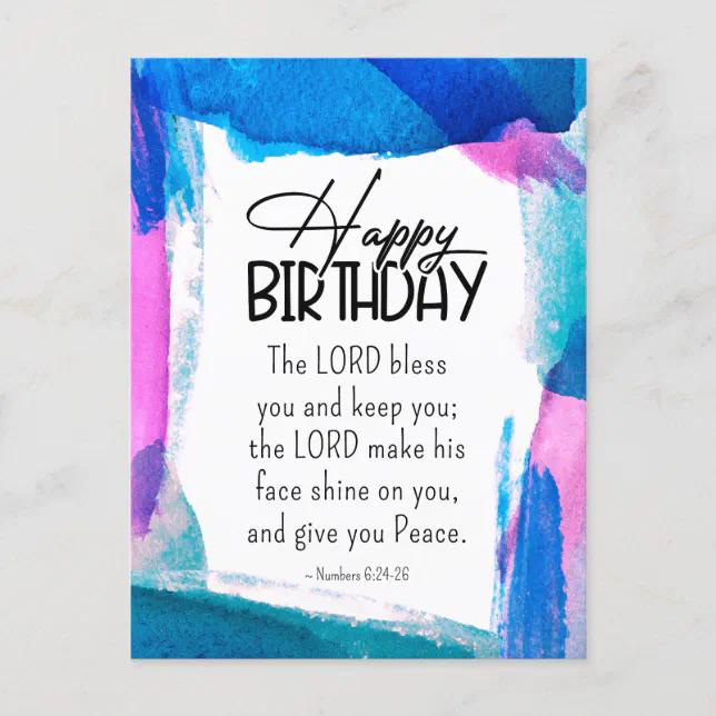 Birthday The Lord Bless You Numbers 6 24-26 Bible Postcard | Zazzle