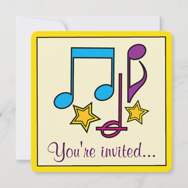 Birthday Theater, Musical or Movie Party with Note Invitation (Front)