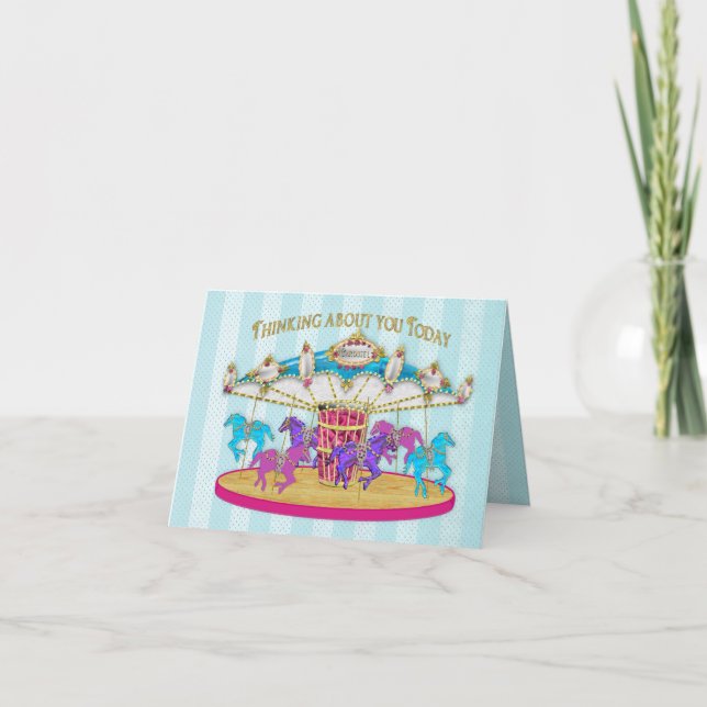 Birthday -Thinking About You -Carousel - Note Card (Front)