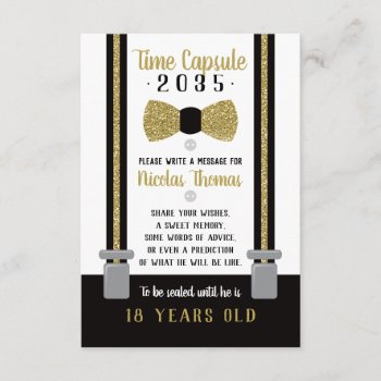 Birthday Time Capsule Card  Black  Faux Gold Enclosure Card by DeReimerDeSign at Zazzle
