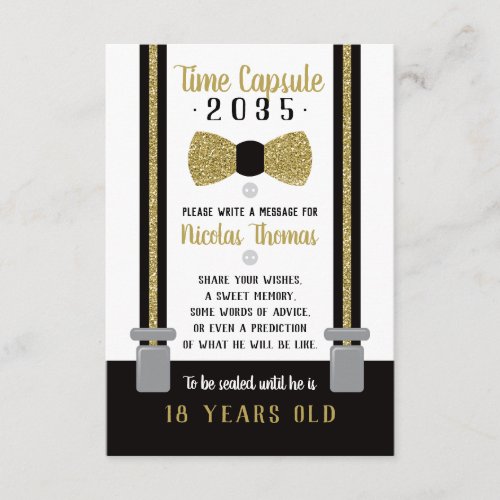 Birthday Time Capsule Card Black Faux Gold Enclosure Card