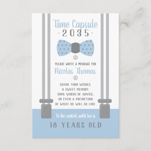 Birthday Time Capsule Card Light Blue Gray Enclosure Card