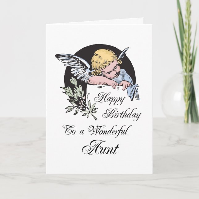 Birthday to Aunt with Vintage Religious Angel Card (Front)