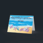 Birthday to Grown Son Personalized With Seashells Card<br><div class="desc">A row of vibrant seashells pops with color along a sunlit beach, while bright waves roll ashore behind them. His name appears on the front, giving the design a personal touch. Ideal for a teen or adult son, this energetic and cheerful birthday design reflects his one-of-a-kind spirit and the special...</div>