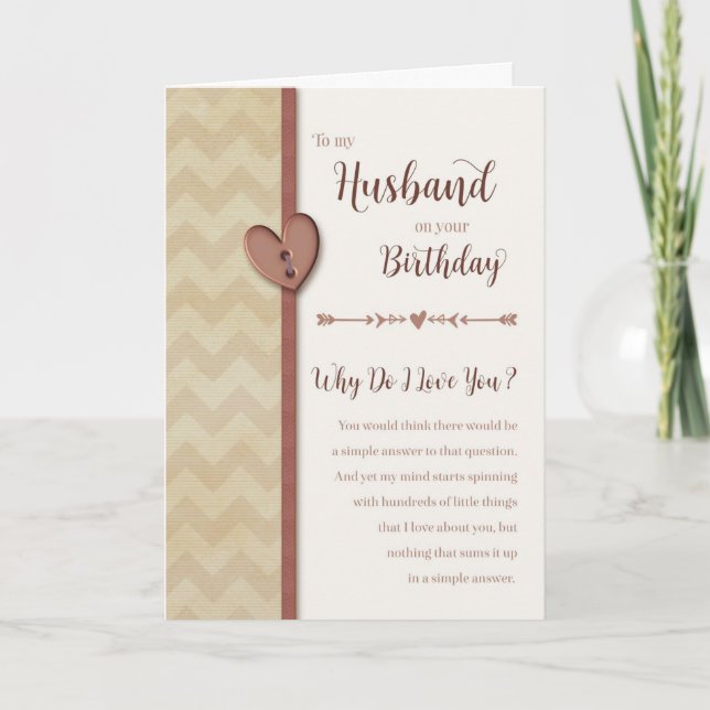 Birthday to Husband - Why Do I Love You? Card (Front)