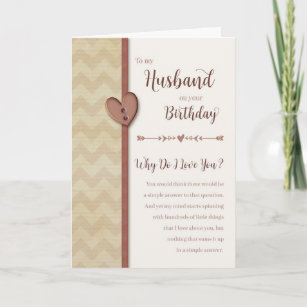 Birthday to Husband - Why Do I Love You? Card