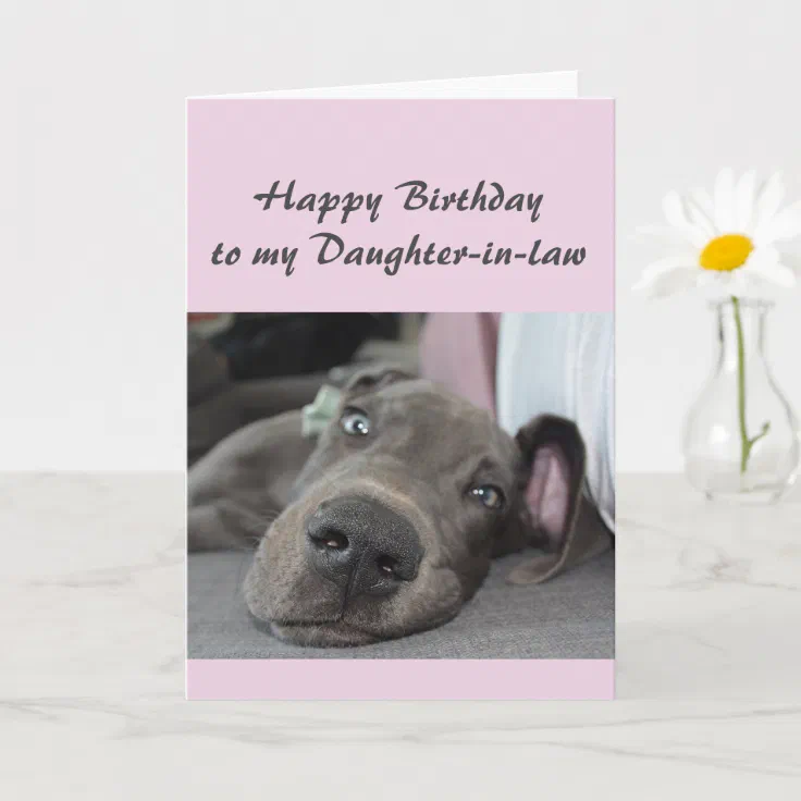 Happy Birthday Daughter In Law Funny Birthday To My Daughter-In-Law Fun Dog Relax Humor Card | Zazzle