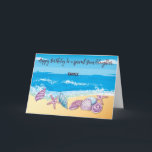 Birthday to Older Granddaughter Personalized Card<br><div class="desc">A collection of brightly colored seashells lines a sunny shore, with cheerful waves creating movement and fun in the background. Her name appears in a flowing, lively font that mirrors the wave action, adding a custom touch to this joyful beach scene. Designed for a teen or adult granddaughter, this card...</div>